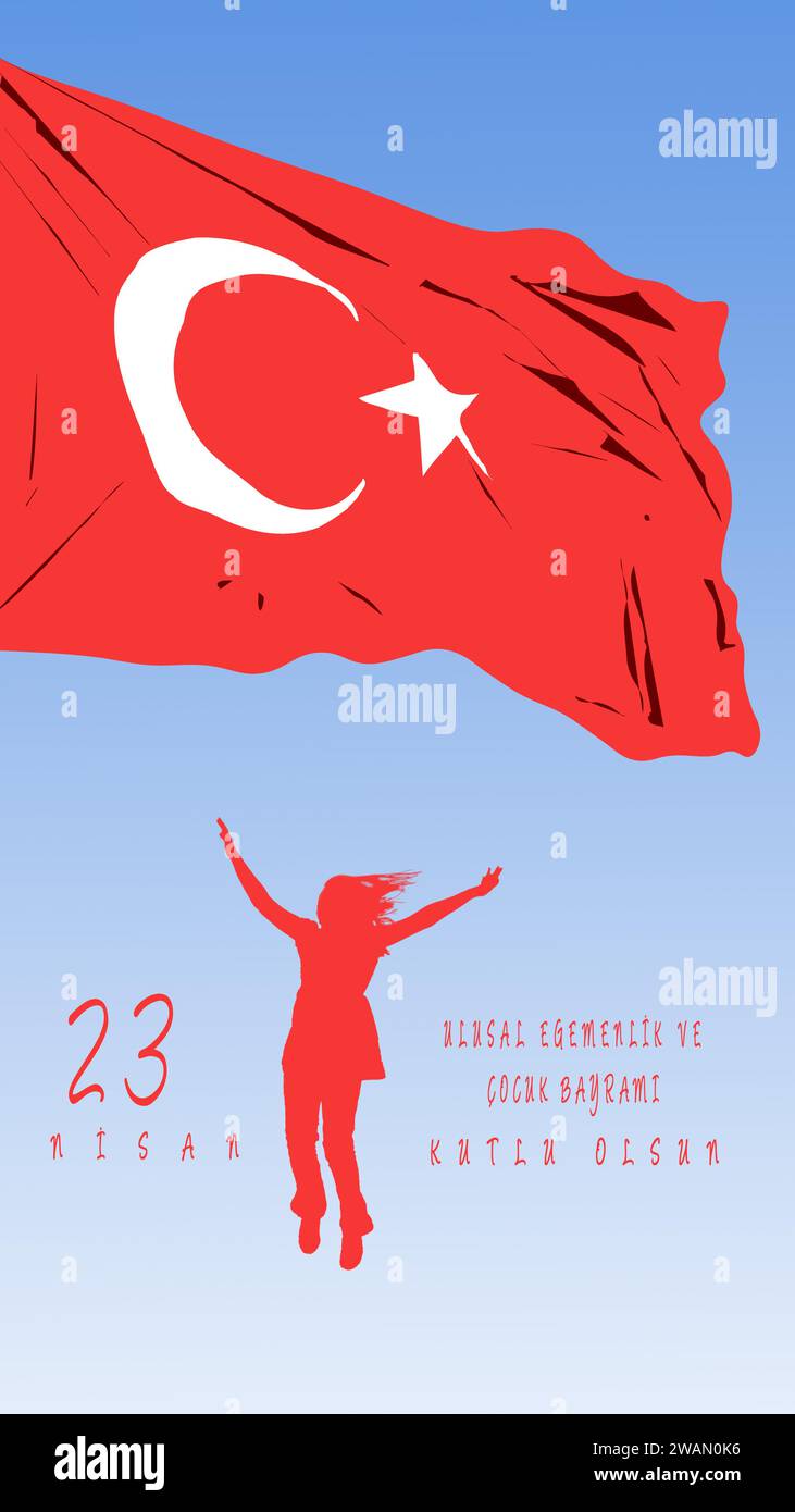 23 Nisan Ulusal Egemenlik ve Cocuk Bayrami ou Un graphique vibrant pour le 23 avril la souveraineté nationale turque et la Journée des enfants,. Illustration vectorielle Illustration de Vecteur