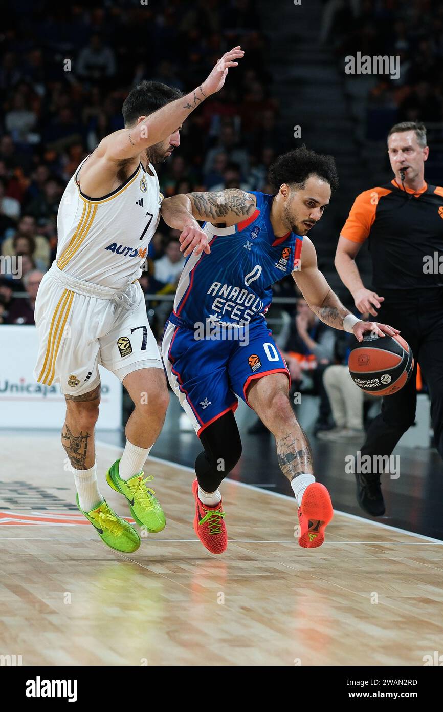 Larkin Shane d'Anadolu Efes Istanbul lors du match de Turkish Airlines Euroleague entre le Real Madrid et Anadolu Efes WiCenter le 05 janvier 2024 Banque D'Images