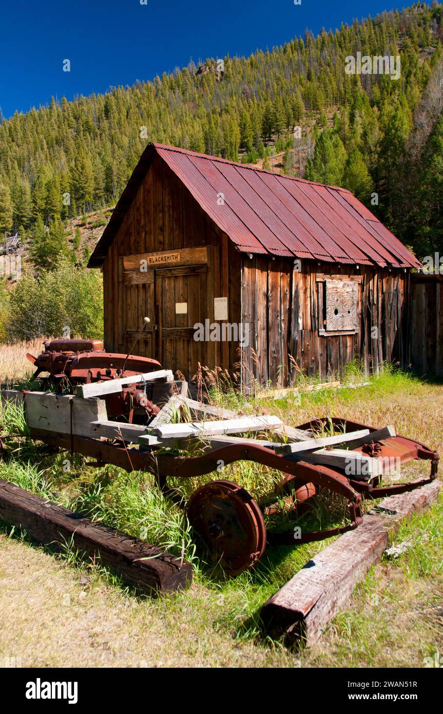 Custer Ghost Town, Land of the Yankee Fork Historic Area, Custer Highway, Salmon-Challis National Forest, Idaho Banque D'Images