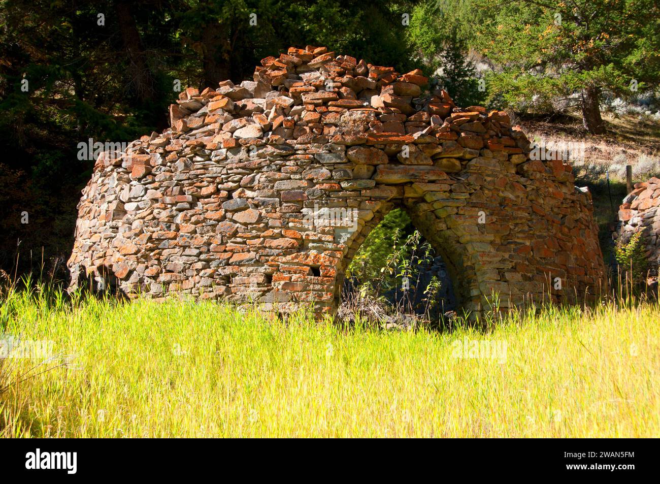 Fours de carbonisation, à Bayhorse Site Ville, pays des Yankee Fork State Park, New York Banque D'Images