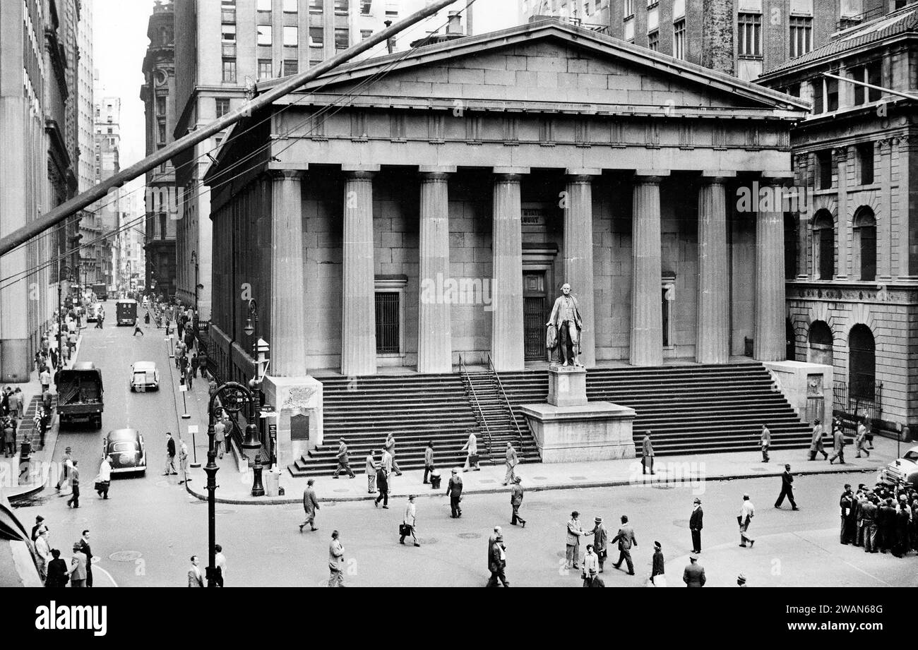 Federal Hall, New York City, New York, États-Unis, Angelo Rizzuto, collection Anthony Angel, octobre 1952 Banque D'Images