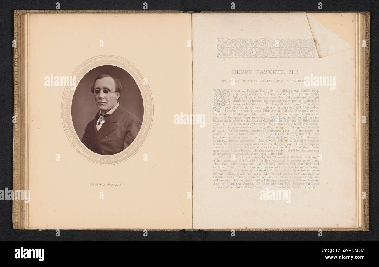 Henry Fawcett, Lock & Whitfield, c. 1871 - dans ou avant 1876 papier photomécanique personnes historiques (portraits et scènes de la vie) (+ portrait de buste (complet)). fonctionnaire ; fonctionnaire ; fonctionnaire (en général). aveugle, cécité Banque D'Images