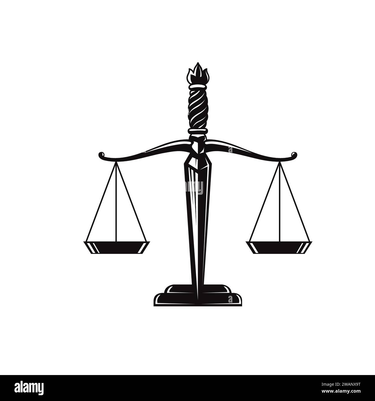 Echelles d'épée de vecteur de justice, icône de jugement de justice avocat image vectorielle Illustration de Vecteur