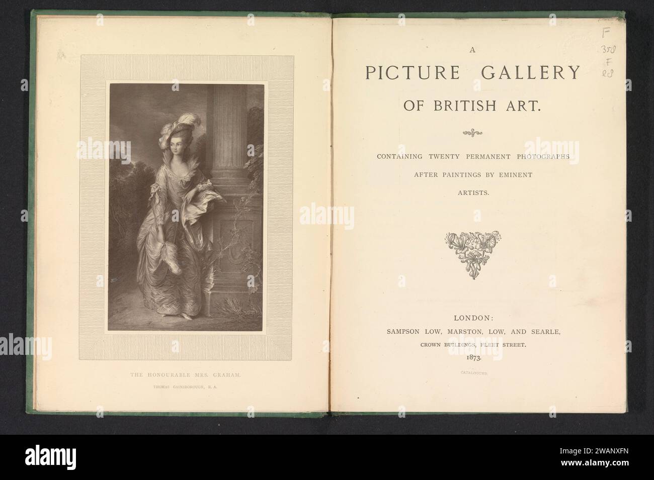 Une galerie de tableaux d'art britannique contenant vingt photographies permanentes d'après des peintures d'artistes éminents, Marston, Low, et Searle Sampson Low, livre de 1873, papier de Londres. carton. lin (matériel) Banque D'Images