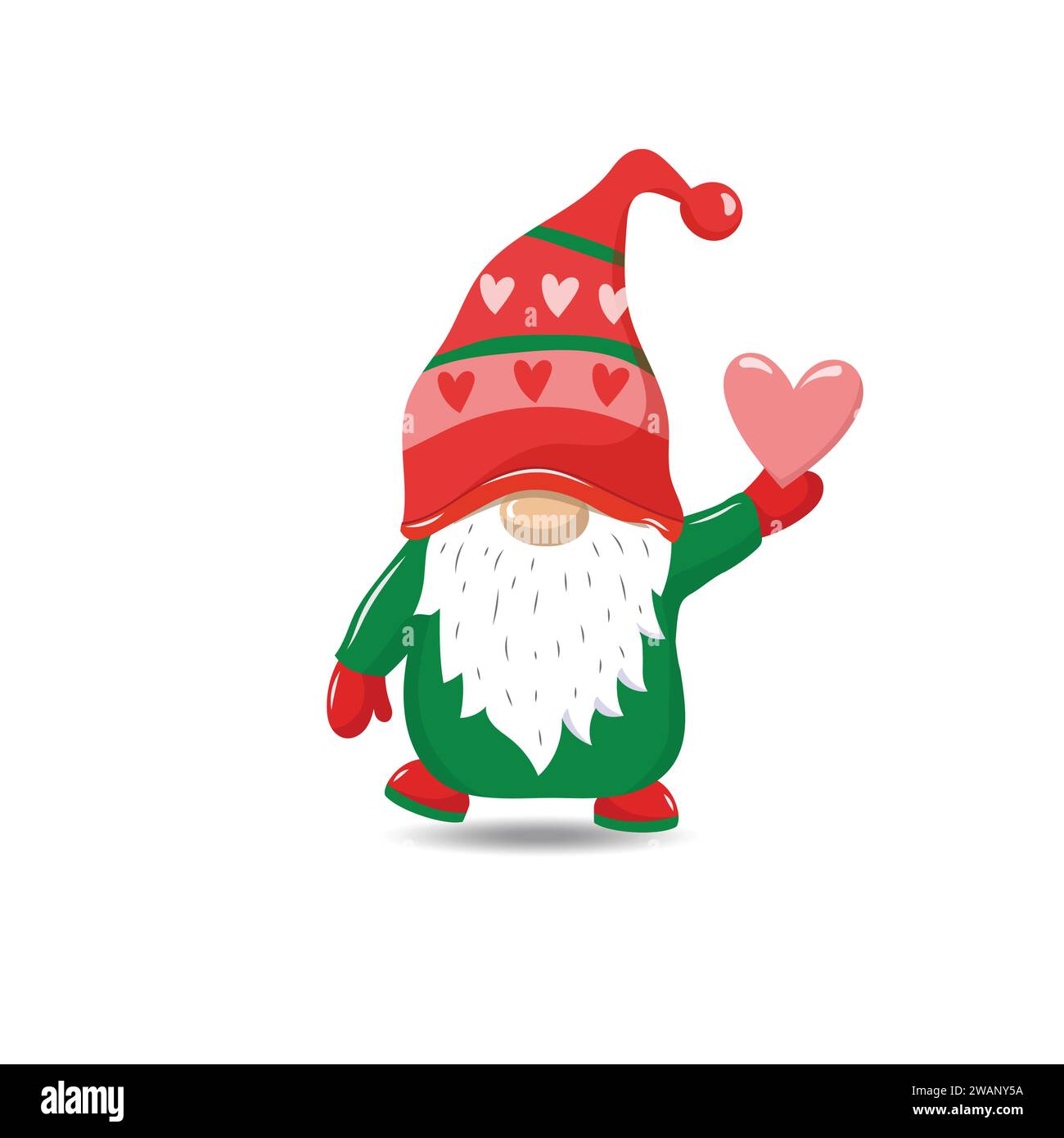 Mignon Gnome tenant une forme de coeur ou illustration d'amour Illustration de Vecteur