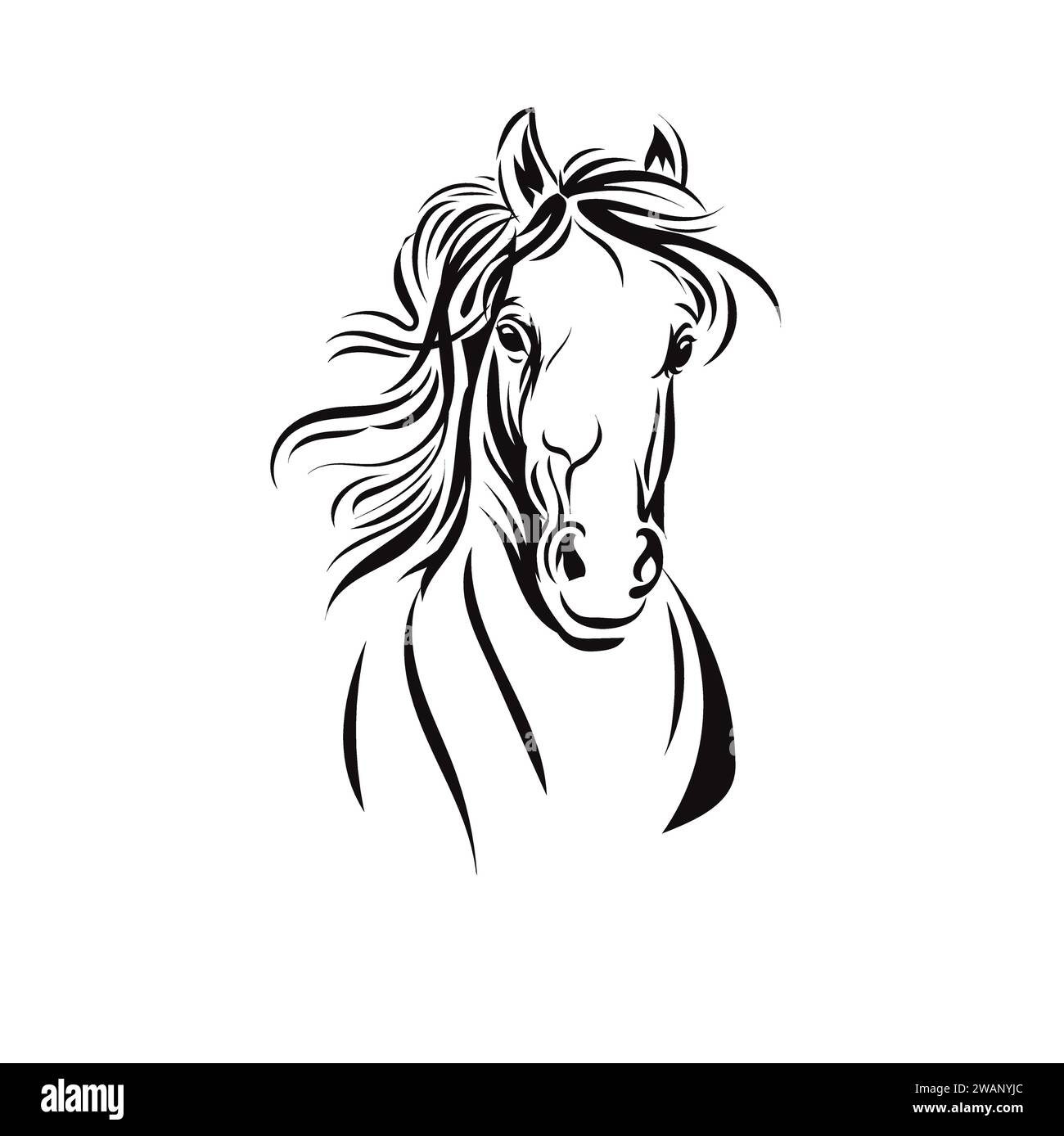 Vecteur de logo de sport de tête de cheval de signe simple, illustration vectorielle de sport équestre Illustration de Vecteur