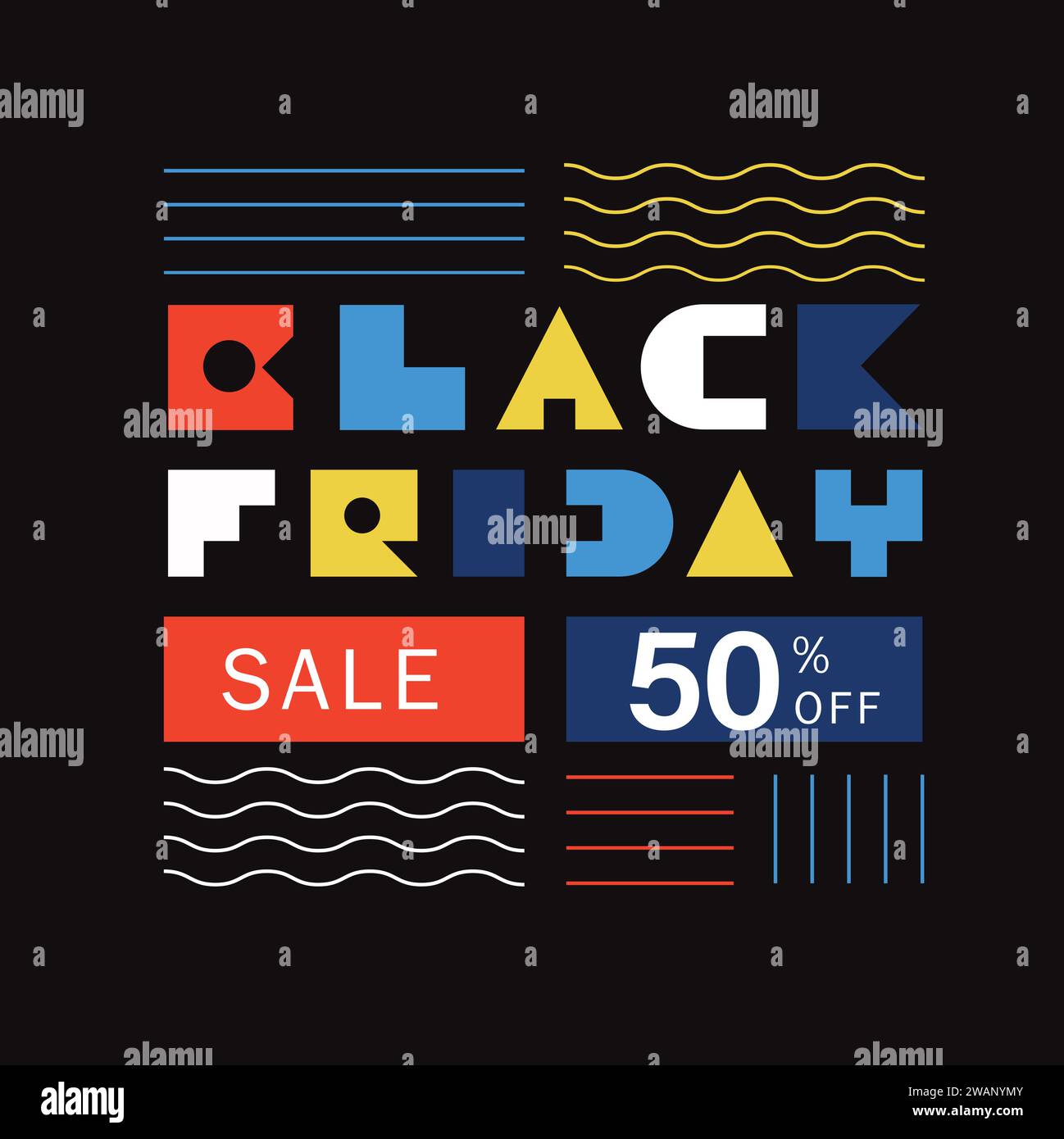 Bannière de vente Black Friday. Modèle de conception de vecteur de bannière de vente Black Friday Illustration de Vecteur