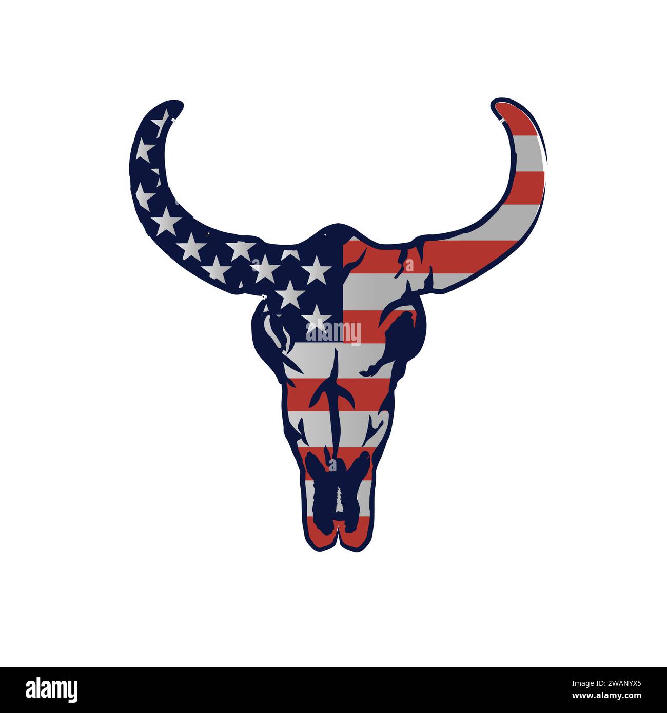 Illustration colorée d'un crâne de buffle avec drapeau Illustration de Vecteur