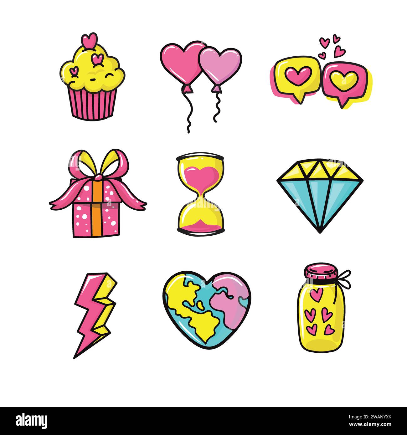 Doodles Cute Valentines éléments illustration vectorielle Illustration de Vecteur