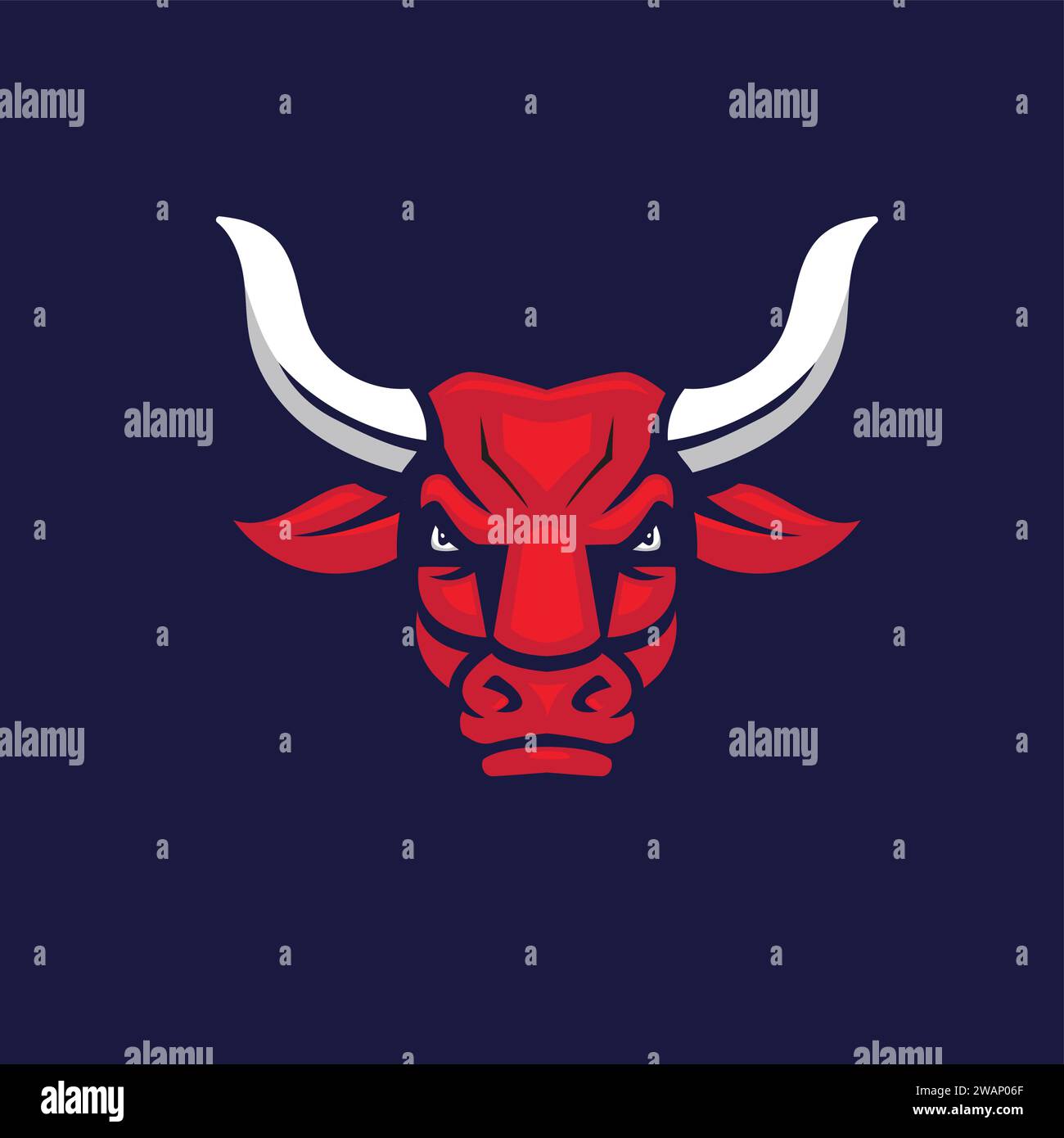 Bull Head Vector Template, tête rouge Bull mascotte Illustration de Vecteur