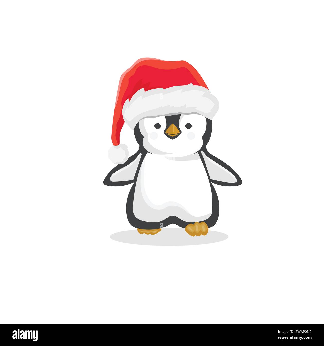 Mignon pingouin portant le père noël avait illustration Illustration de Vecteur