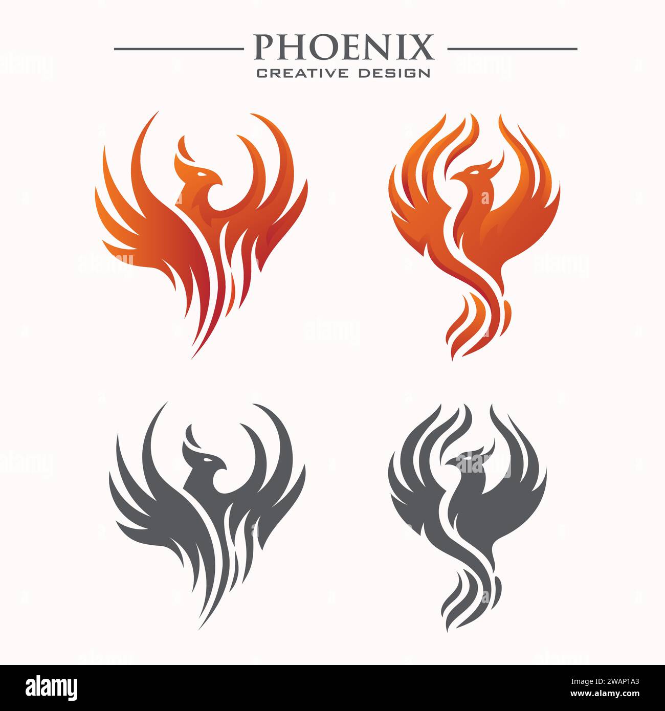 Logo Phoenix d'illustration vectorielle d'oiseau mythologique Illustration de Vecteur