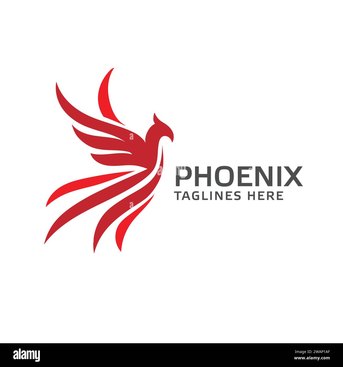 Logo Phoenix logo créatif d'oiseau mythologique, un oiseau unique une flamme née de cendres Illustration de Vecteur