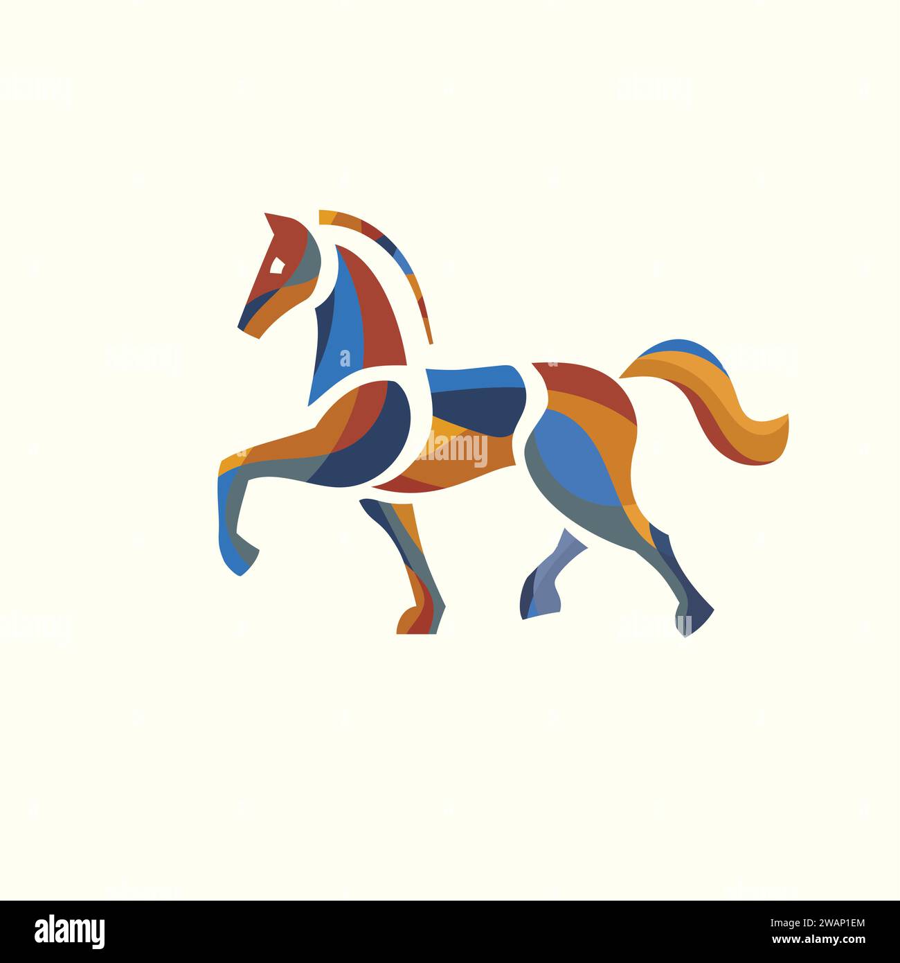 Logo de cheval avec modèle de vecteur de conception de style coloré Illustration de Vecteur