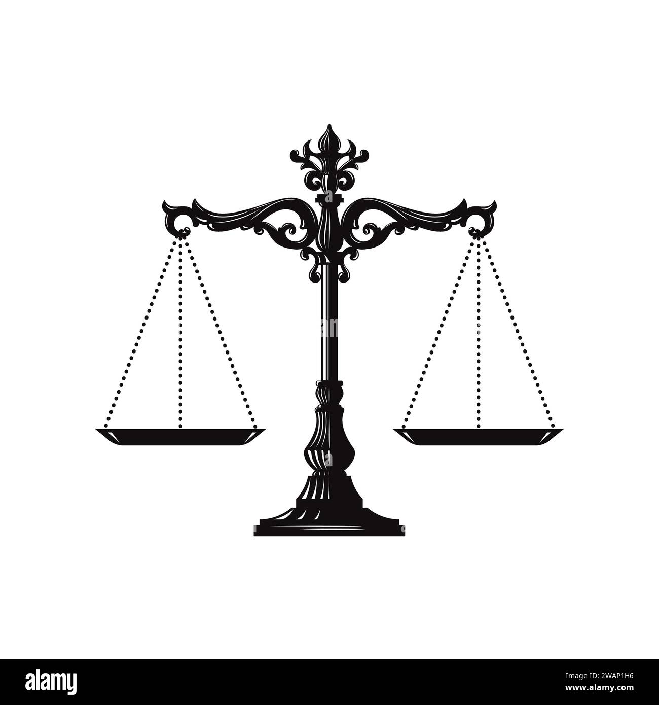 Echelles vintage de l'illustration vectorielle de justice. Balances, balance. Concept droit et justice. Symbole du centre juridique ou de l'avocat du droit. Libra Illustration de Vecteur