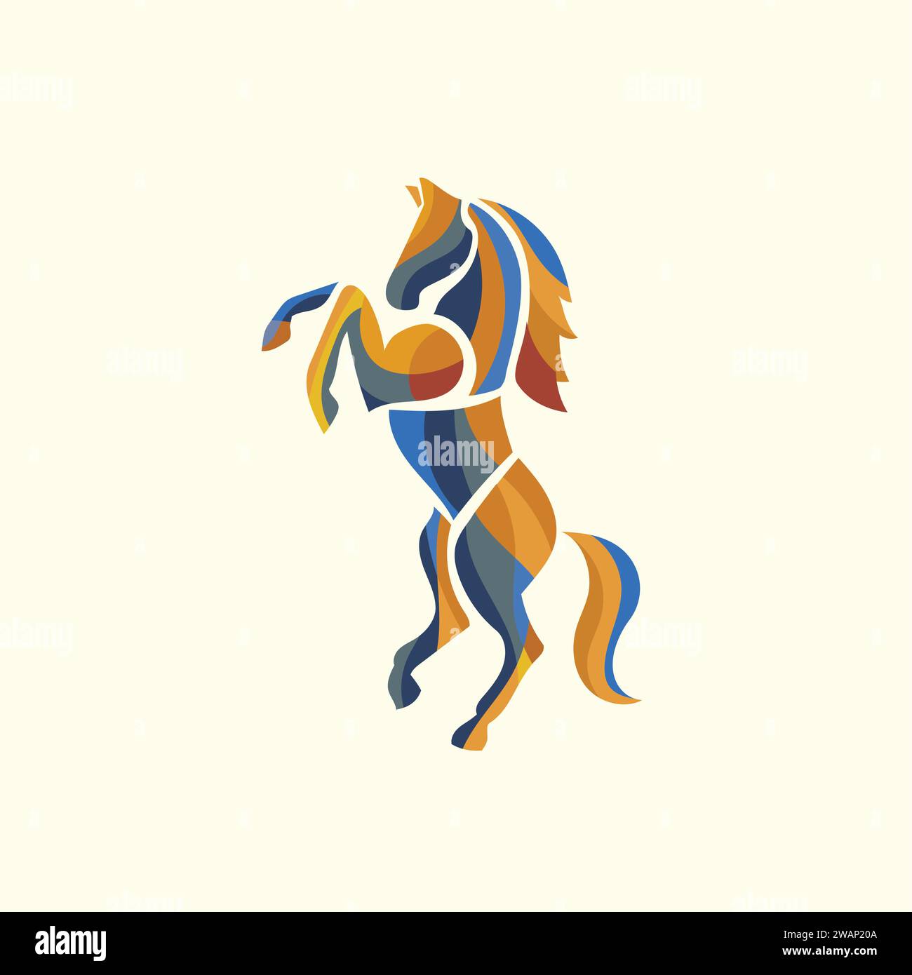 Logo Standing Horse avec modèle de vecteur de conception de style coloré Illustration de Vecteur