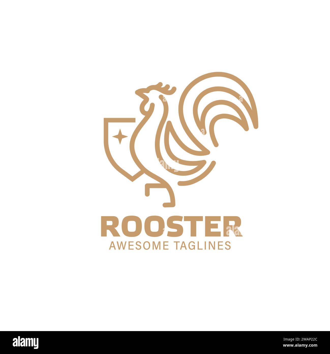 Contours simples Roosters et illustration de bouclier, éléments simples de conception de poulet pour le logo Illustration de Vecteur
