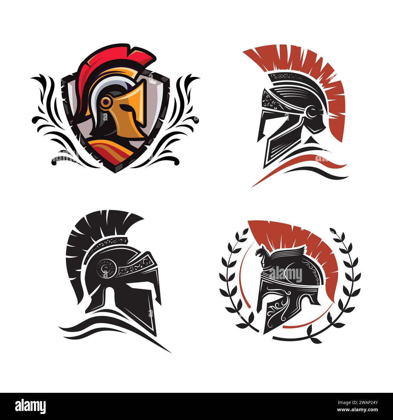 collection d'illustration vectorielle de logo de casque de guerrier spartiate Illustration de Vecteur