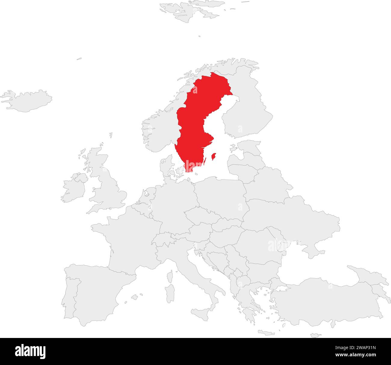 Carte de localisation du ROYAUME DE SUÈDE, EUROPE Illustration de Vecteur