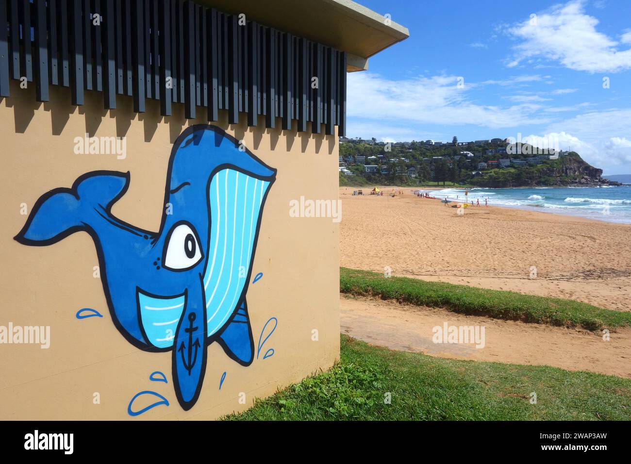 Art à Whale Beach, plages du nord, Sydney, Nouvelle-Galles du Sud, Australie. Pas de PR ou MR Banque D'Images
