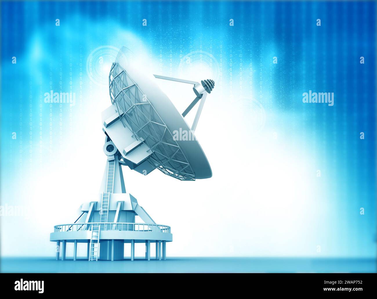 Antenne parabolique recevant des signaux. illustration 3d. Banque D'Images