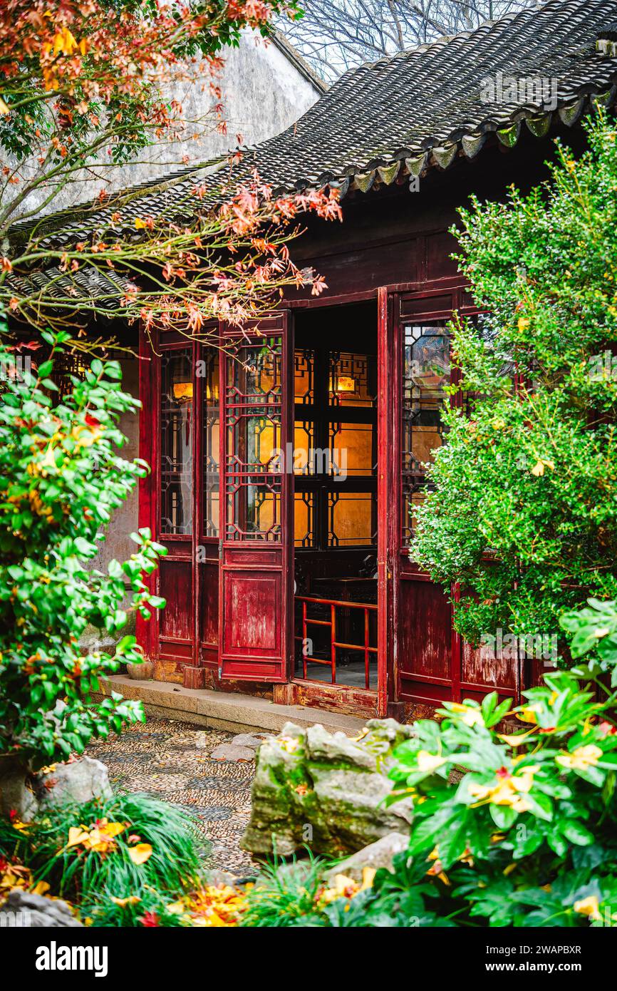 Jardin de retraite de couple, Suzhou, Chine Banque D'Images