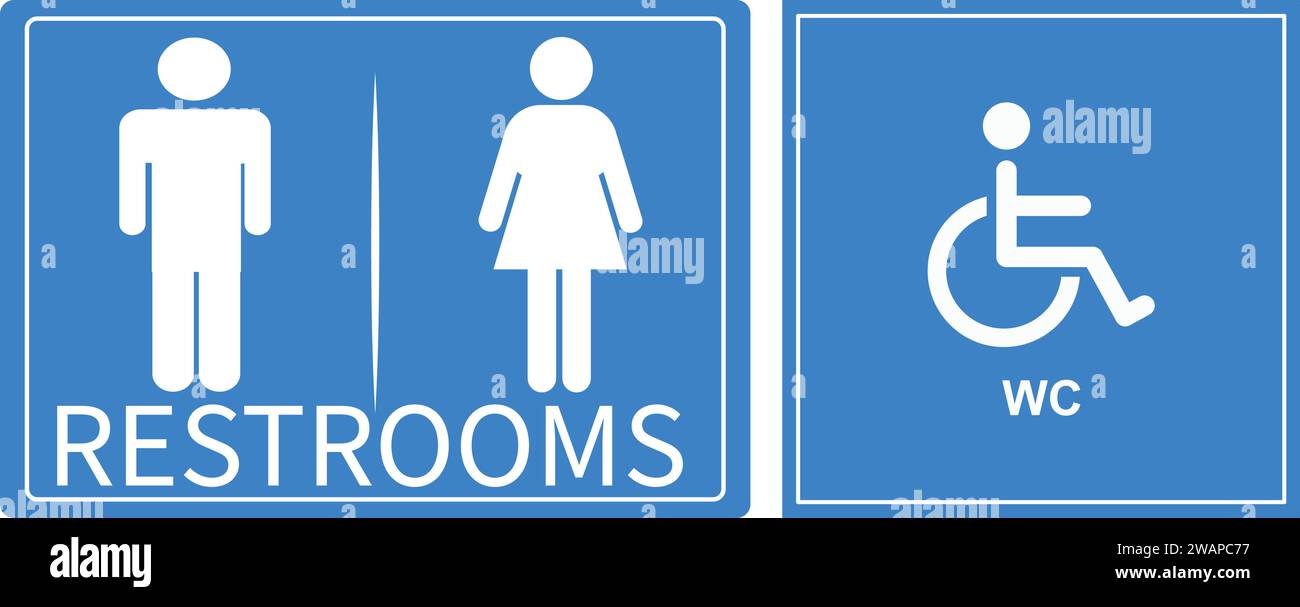 Affiche pour les toilettes | panneau d'identification des toilettes| affiche pour les toilettes, affiche pour les fauteuils roulants| icône d'affiche pour les toilettes Illustration de Vecteur