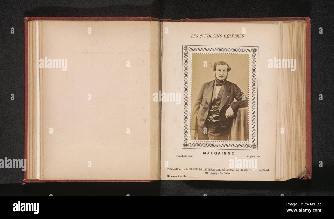 Portret van Joseph-François Malgaigne, Pierre petit, c. 1871 - C. 1879 photographie papier albumen print personnages historiques. homme adulte Banque D'Images Portret van Joseph-François Malgaigne, Pierre petit, c. 1871 - C. 1879 photographie papier albumen print personnages historiques. homme adulte Banque D'Images