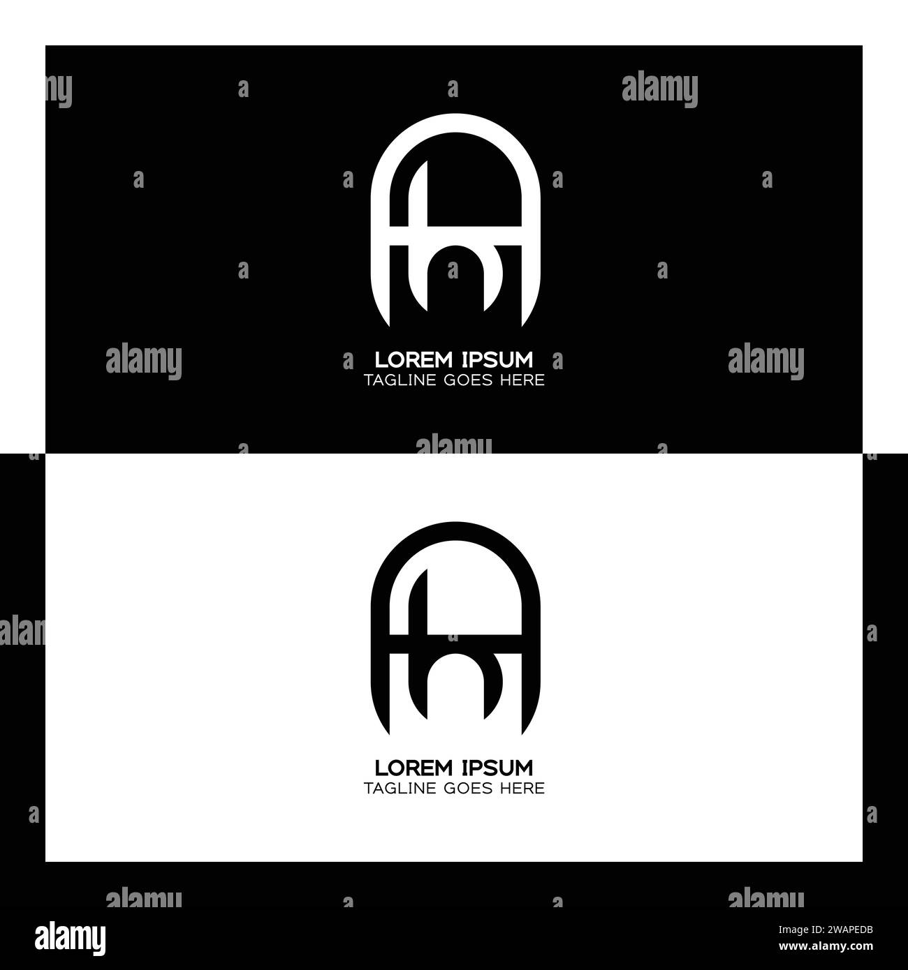 AH lettres initiales liées logo élégant. Monogramme de conception de motif lettre A et H. Illustration de Vecteur