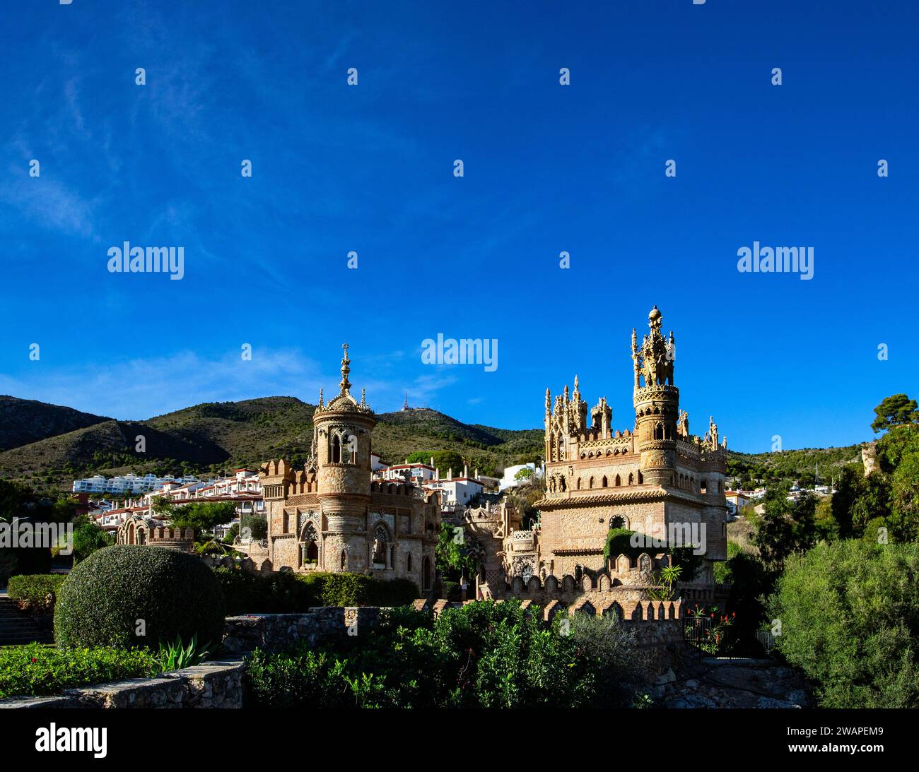 Le Castillo Monumento Colomares gothique, roman et byzantin, un monument à Benelmadena, province de Malaga, Espagne. Banque D'Images