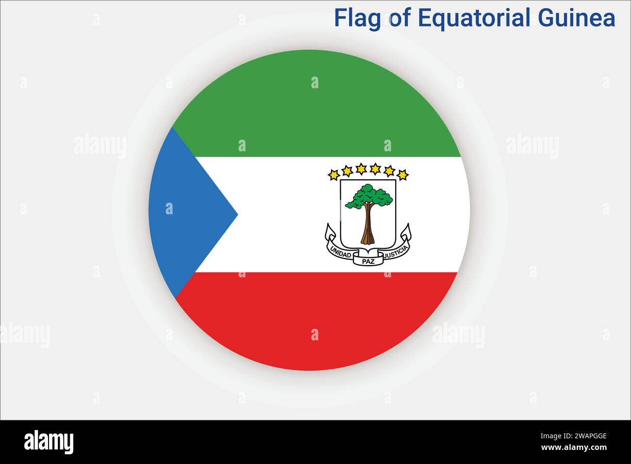 Drapeau détaillé élevé de Guinée équatoriale. Drapeau national de Guinée équatoriale. Afrique. Illustration de Vecteur