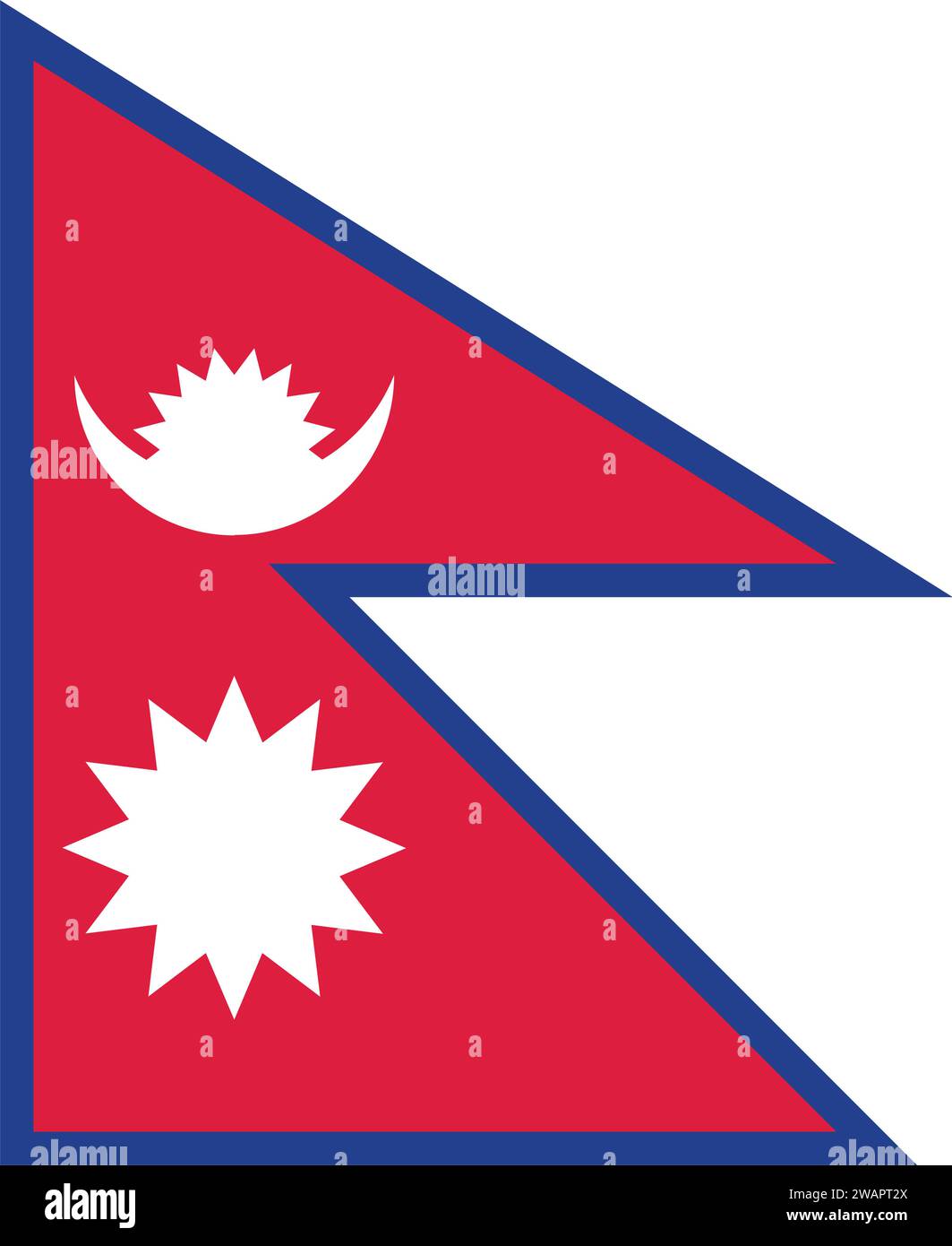 Drapeau détaillé élevé du Népal. Drapeau national du Népal. Asie. Illustration 3D. Illustration de Vecteur