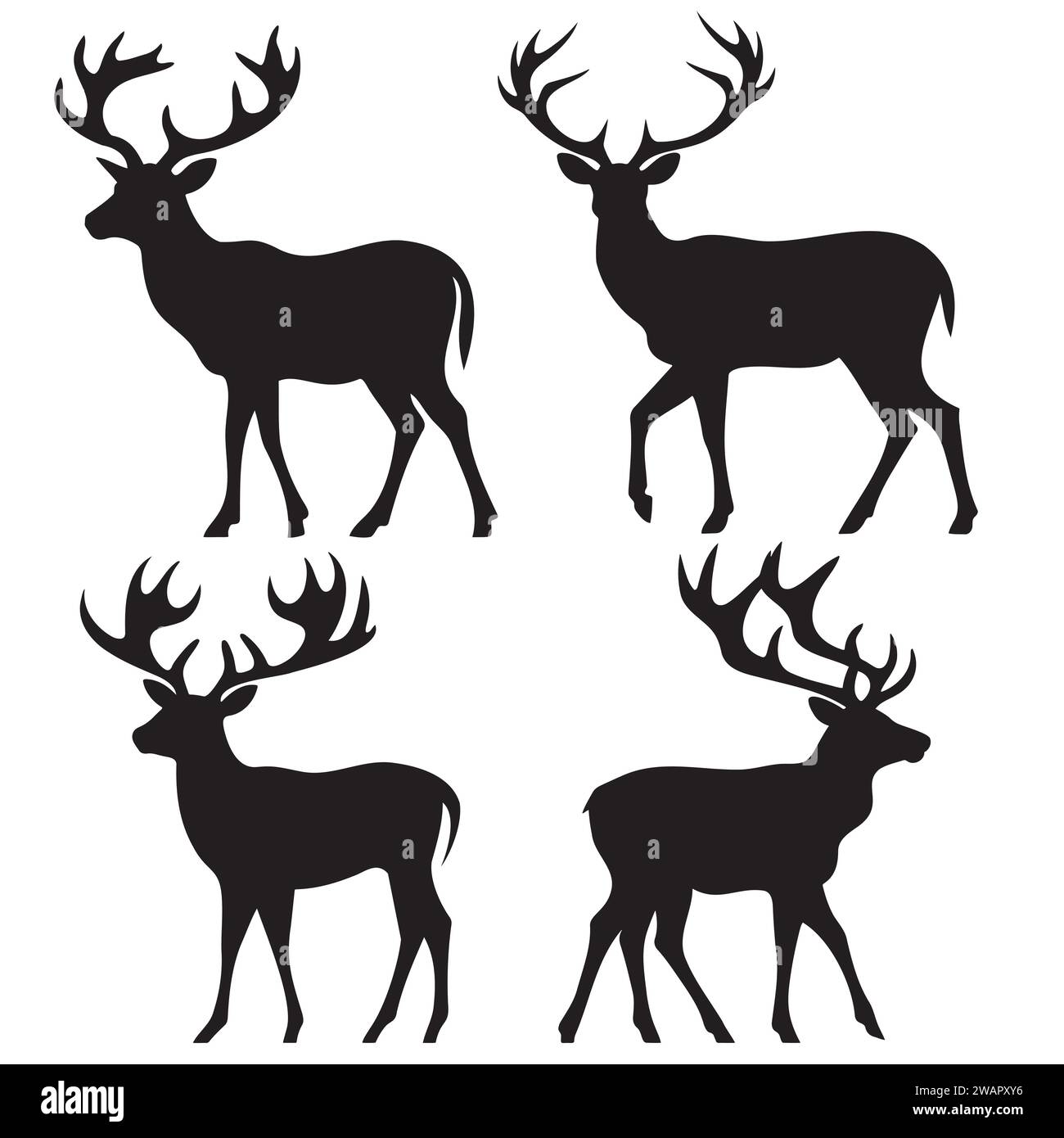 Ensemble de silhouettes Black Deer Illustration de Vecteur