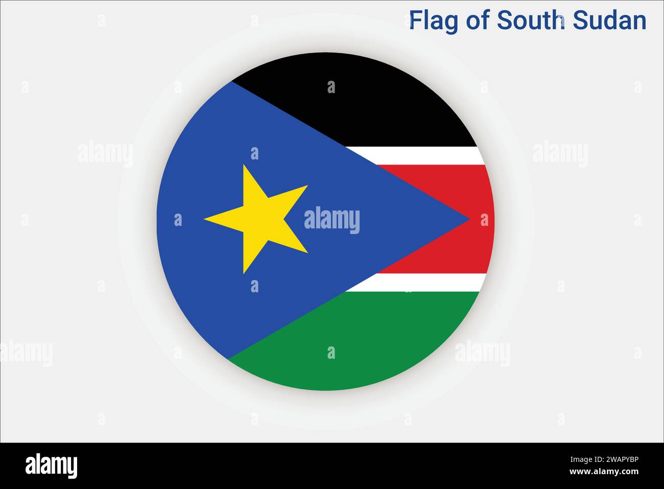 Drapeau détaillé élevé du Soudan du Sud. Drapeau national du Soudan du Sud. Afrique. Illustration 3D. Illustration de Vecteur