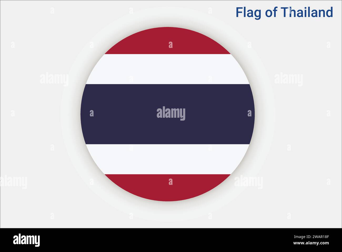 Drapeau détaillé élevé de Thaïlande. Drapeau national de la Thaïlande. Asie. Illustration 3D. Illustration de Vecteur