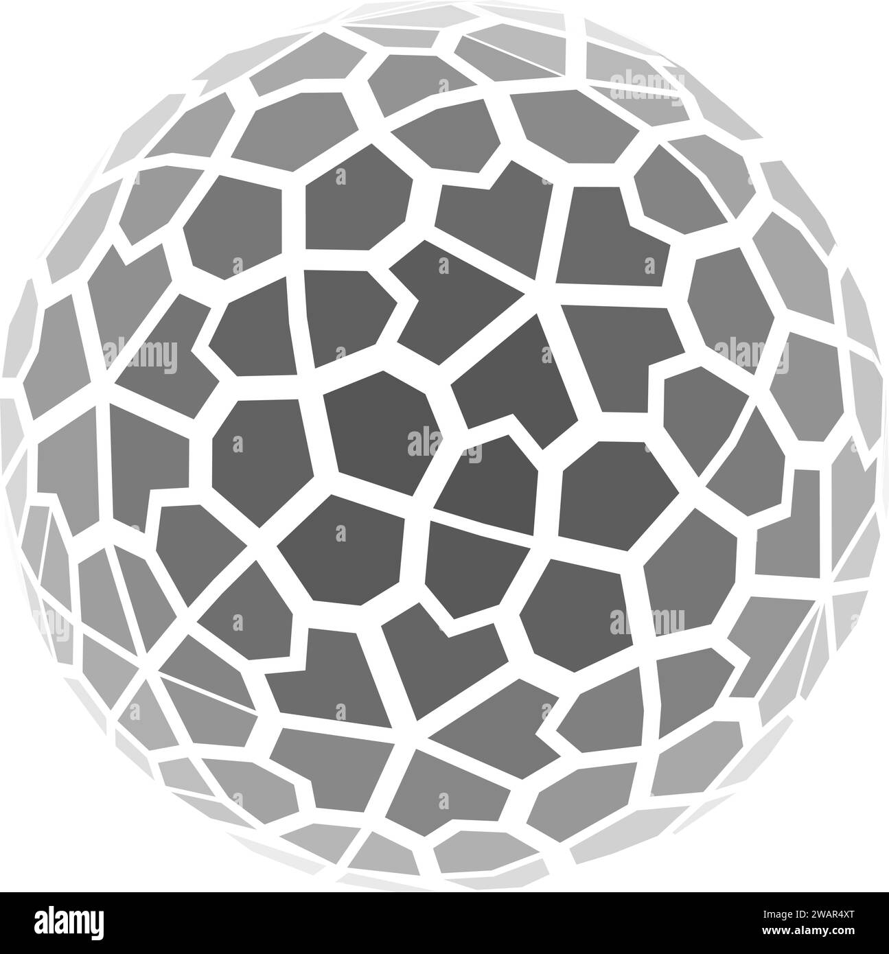 Globe sphérique filaire isolé sur fond blanc. réseau cellulaire 3d. Illustration de Vecteur