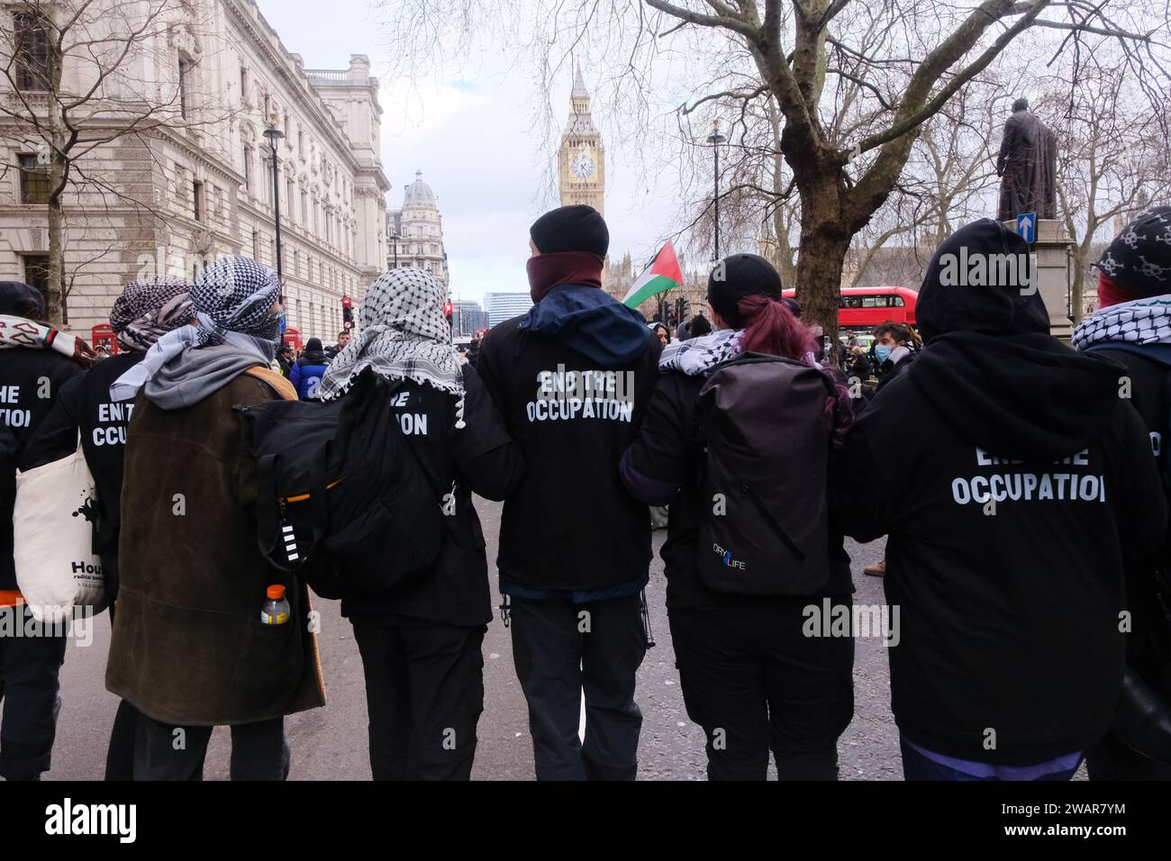 Westminster, Londres, Royaume-Uni. 6 janvier 2024. Gaza, cessez le feu maintenant protestent par Sisters Uncut et d'autres groupes à Westminster, Londres. Crédit : Matthew Chattle/Alamy Live News Banque D'Images