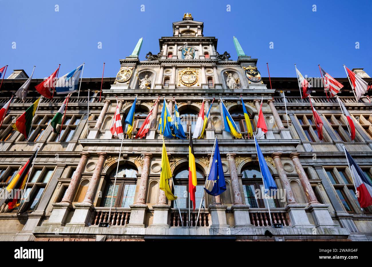 Anvers, Anvers, Flandre, Belgique, Rathaus, Stadhuis, Grote Markt, mairie Banque D'Images