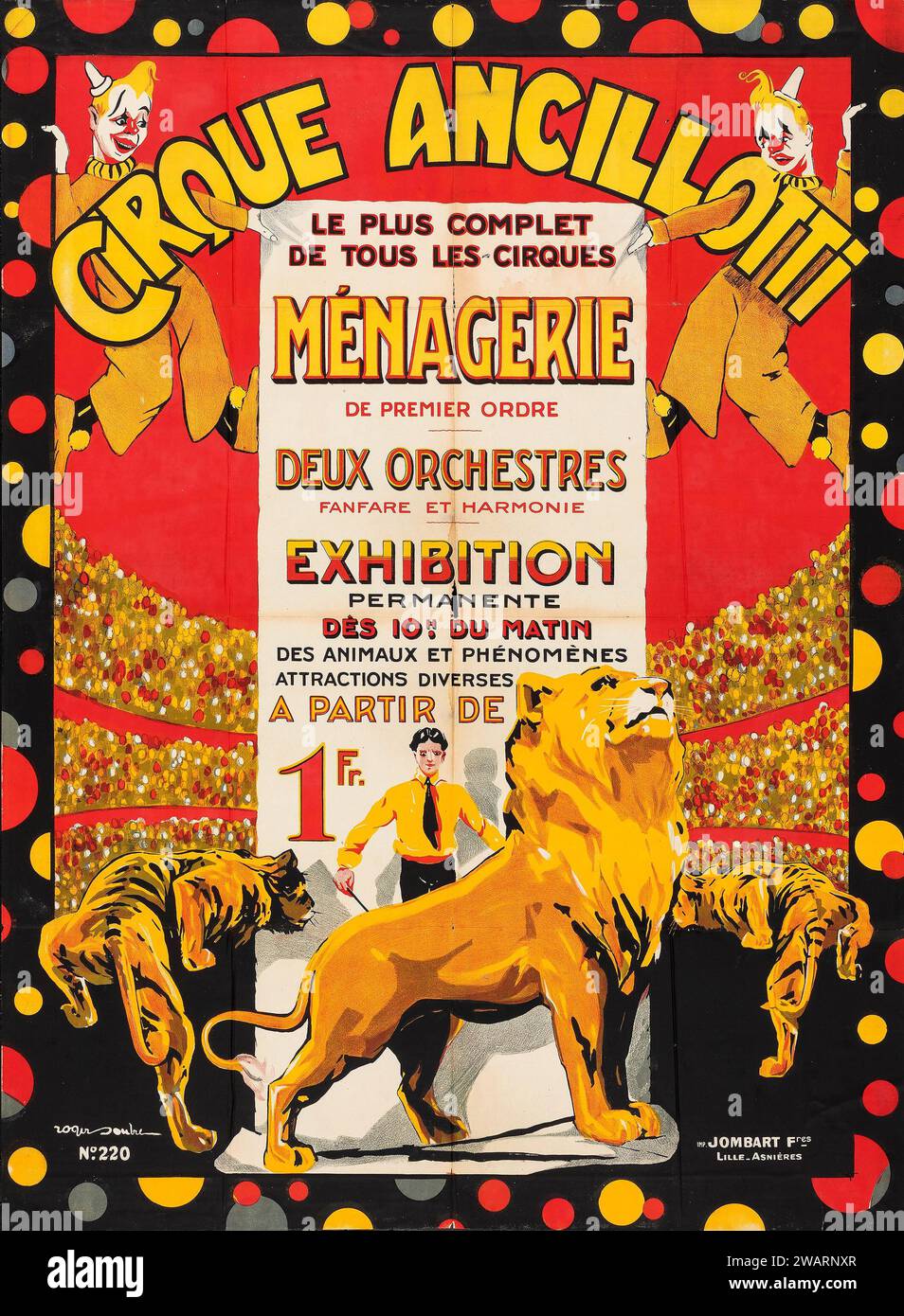 Cirque Ancillotti (vers les années 1920) affiche du cirque français - œuvre de Roger Soubie Banque D'Images