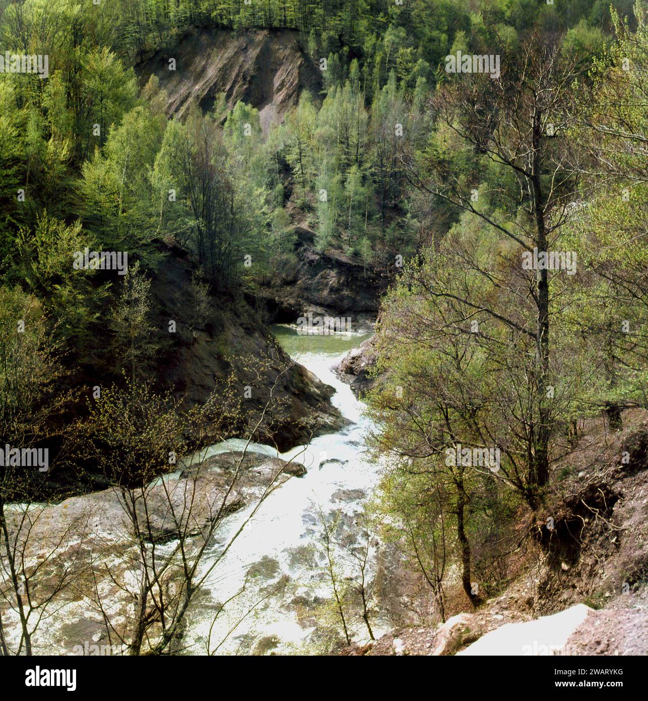 Lepsa, Vrancea County, Roumanie, env. 1980. Vue sur la cascade de Putna. Banque D'Images