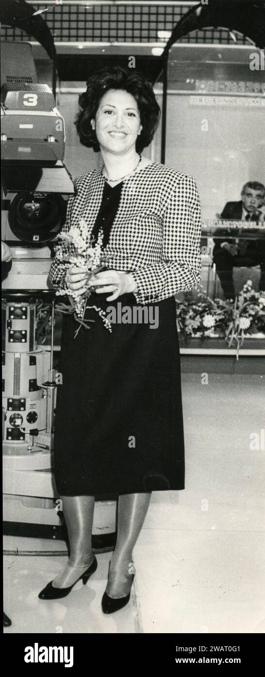 Laura Remiddi, avocate italienne des droits des femmes, dans une émission de télévision, Italie des années 1980 Banque D'Images