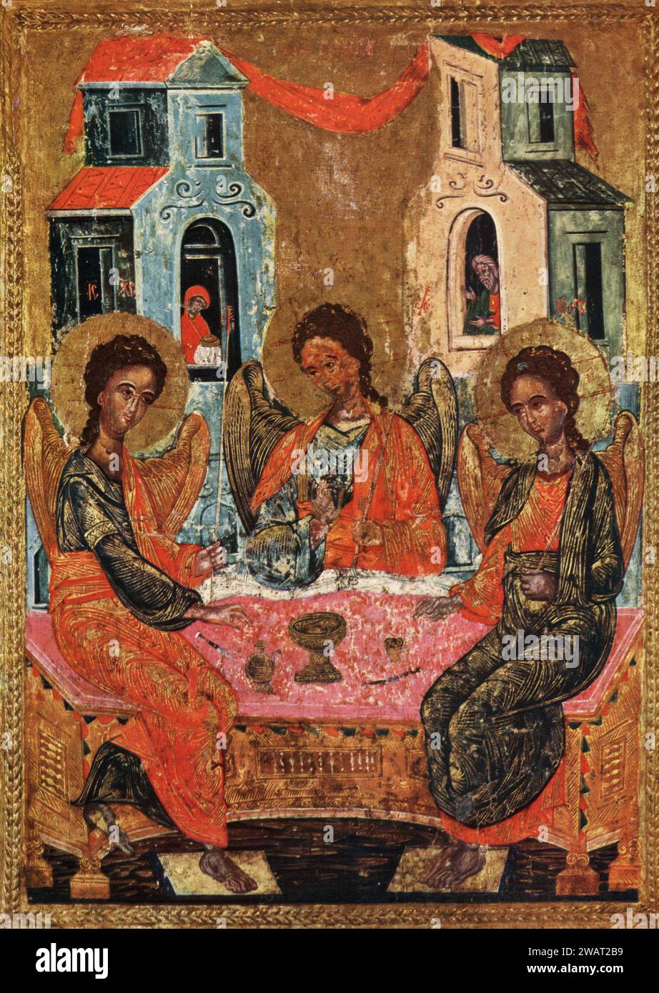 Hospitalité d'Abraham, peinture, Sophia, Bulgarie, années 1960 Banque D'Images