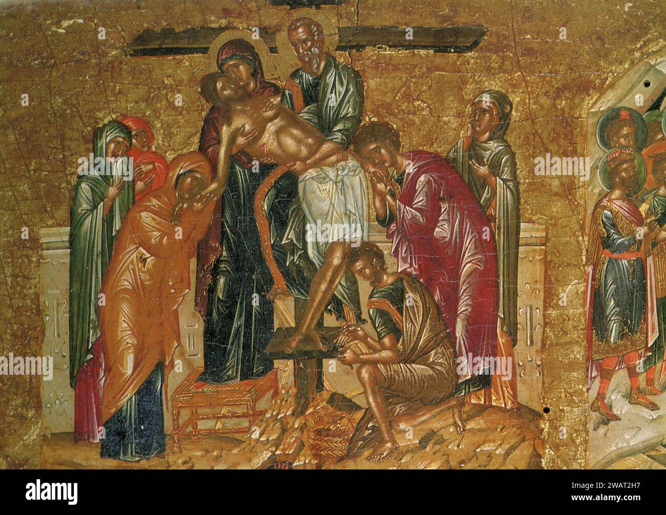 Déposition de la croix, peinture, Athènes, Grèce, années 1960 Banque D'Images