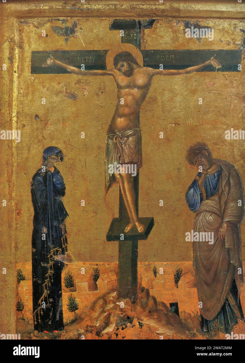 Crucifixion, peinture, Athènes, Grèce, années 1960 Banque D'Images