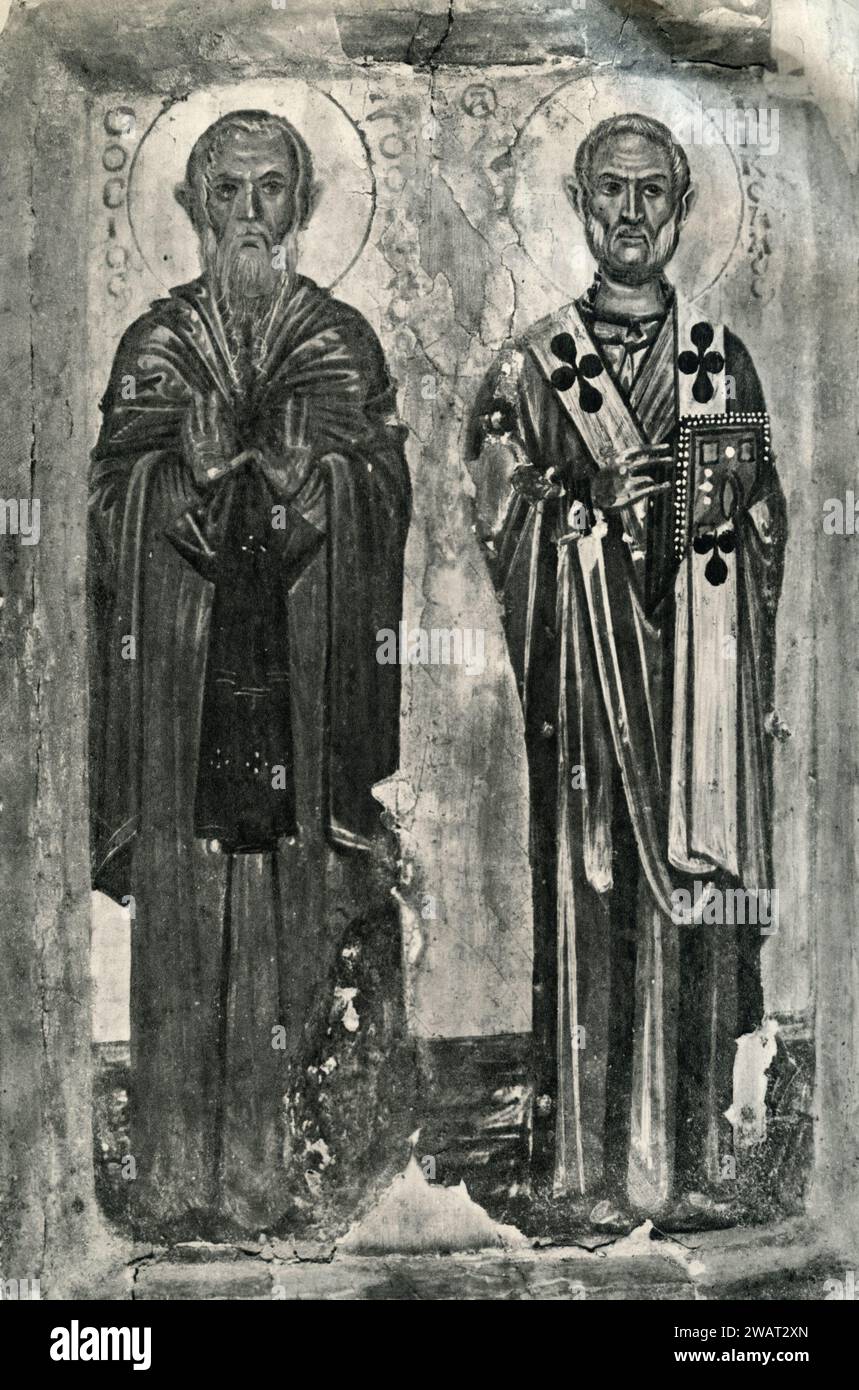 Portrait des Saints Zosimus et Nicolas, peinture, Monastère Sainte Catherine, Sinaï, Egypte des années 1960 Banque D'Images