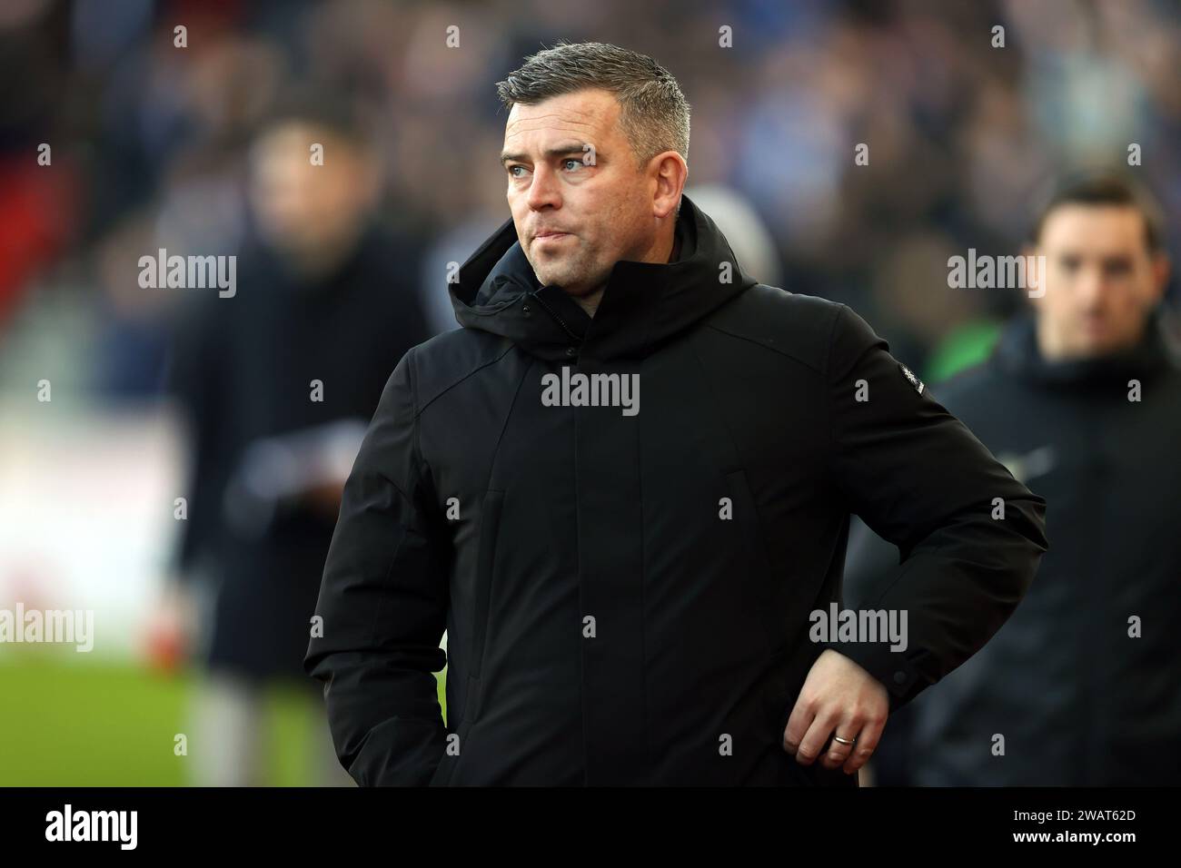 Stoke-on-Trent le samedi 6 janvier 2024. Steven Schumacher, entraîneur de Stoke, lors du match du troisième tour de la FA Cup entre Stoke City et Brighton et Hove Albion au Britannia Stadium, Stoke-on-Trent, le samedi 6 janvier 2024. (Photo : Chris Donnelly | MI News) crédit : MI News & Sport / Alamy Live News Banque D'Images