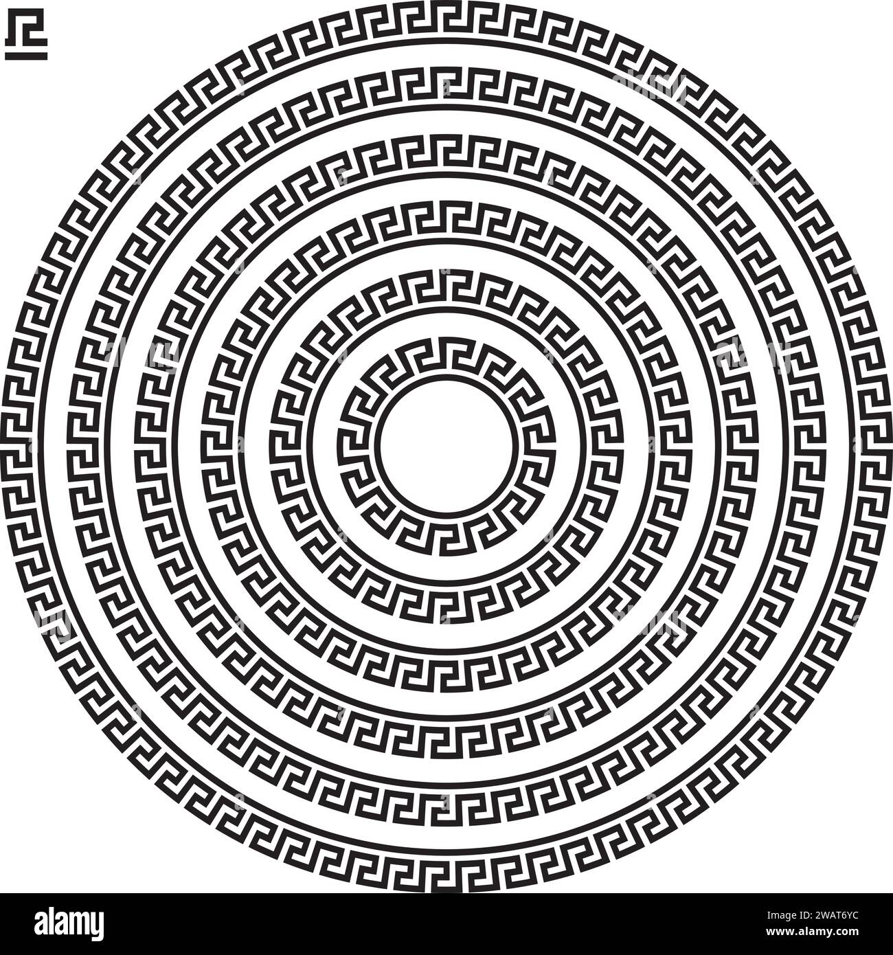 Vector Set de bordures de clés grecques rondes dans différentes tailles Illustration de Vecteur