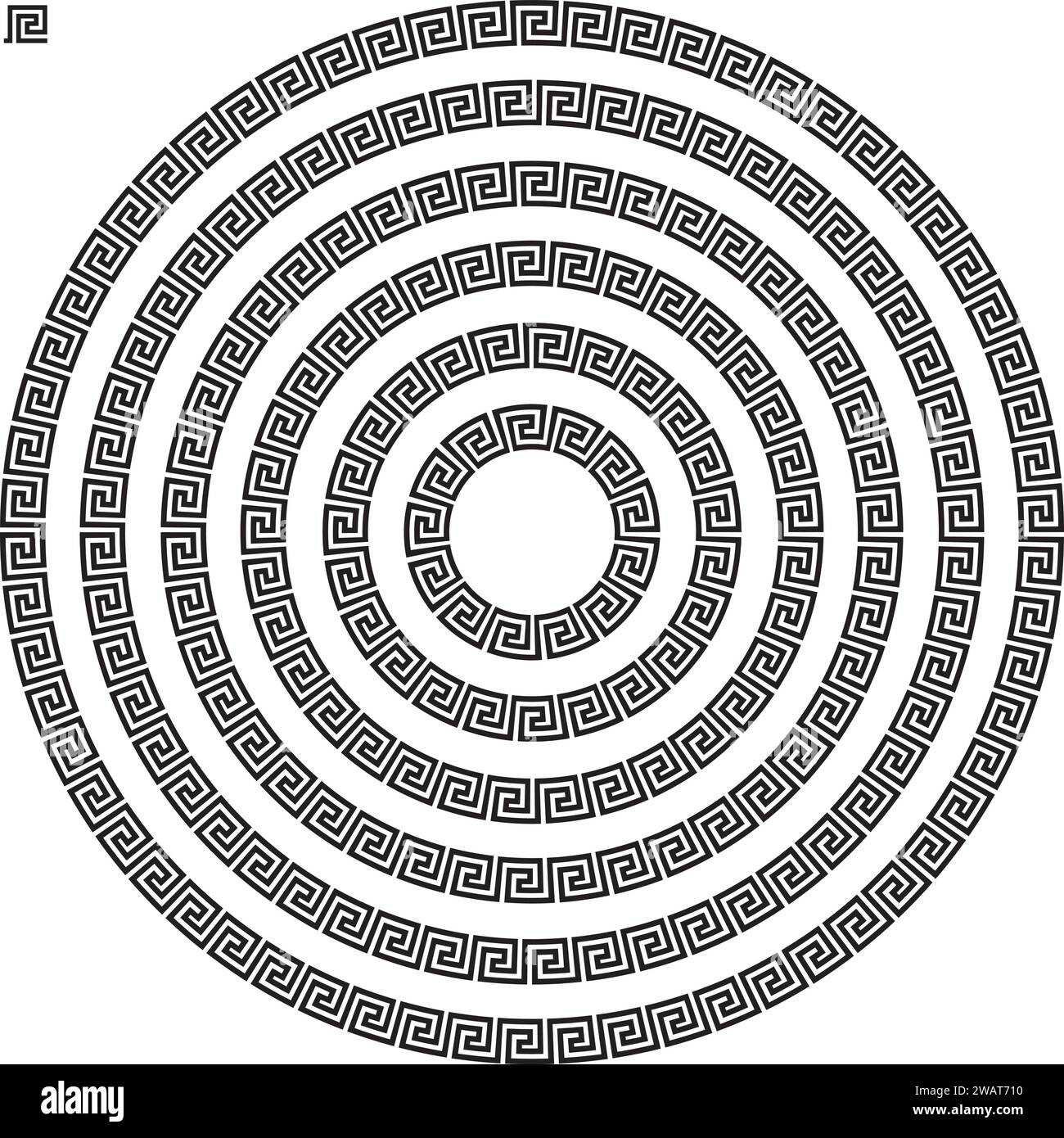 Vector Set de bordures de clés grecques rondes dans différentes tailles Illustration de Vecteur