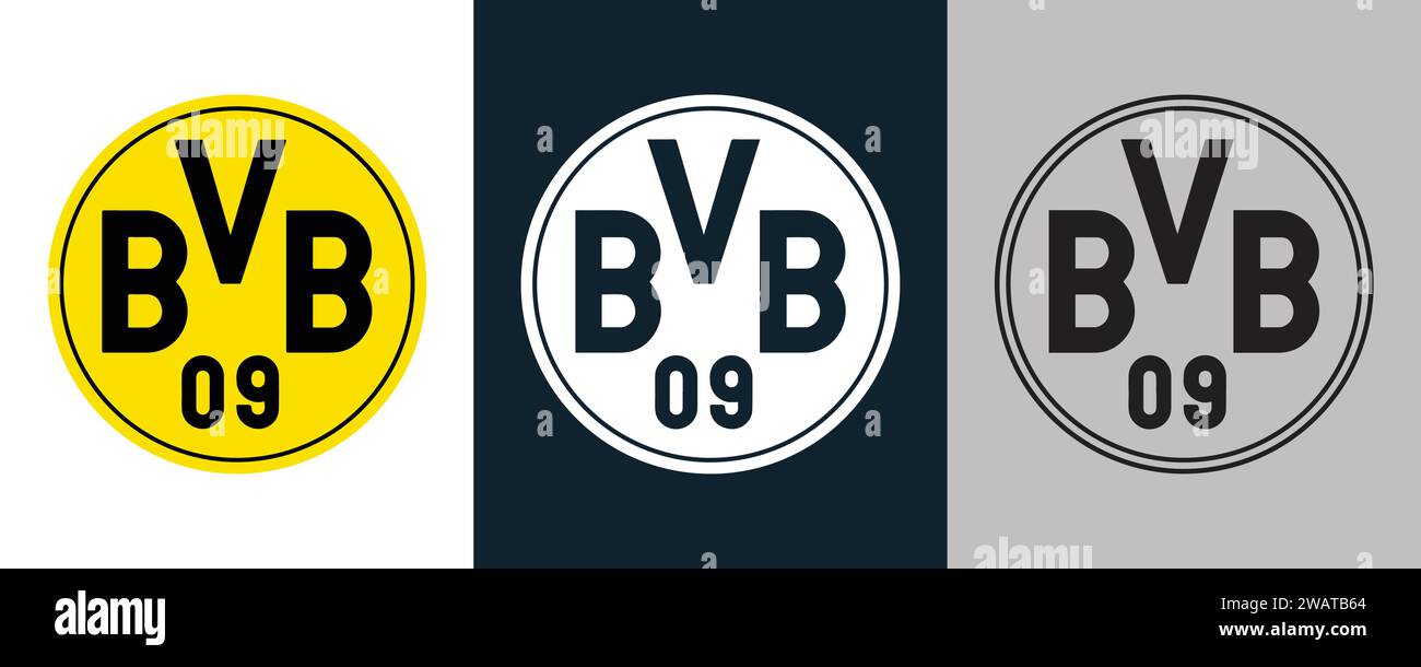 Borussia Dortmund couleur Noir et blanc 3 style logo Club de football professionnel allemand, Illustration vectorielle image abstraite Illustration de Vecteur