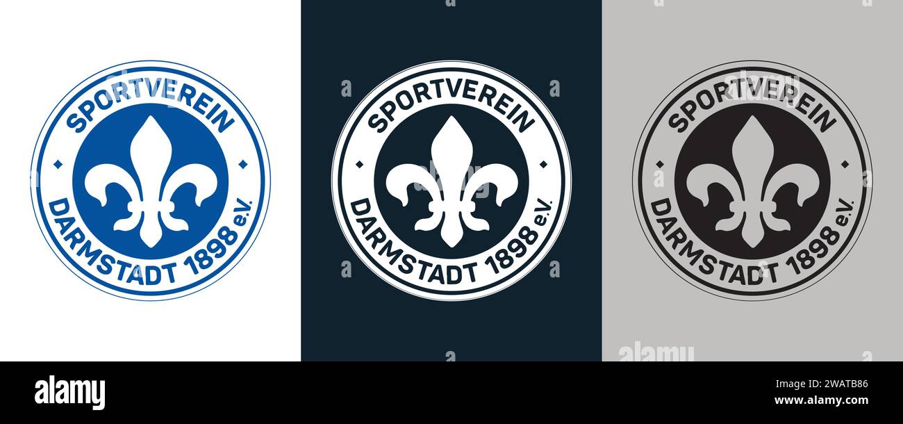 SV Darmstadt 98 FC couleur Noir et blanc 3 style logo Club de football professionnel allemand, Illustration vectorielle Abstract image modifiable Illustration de Vecteur